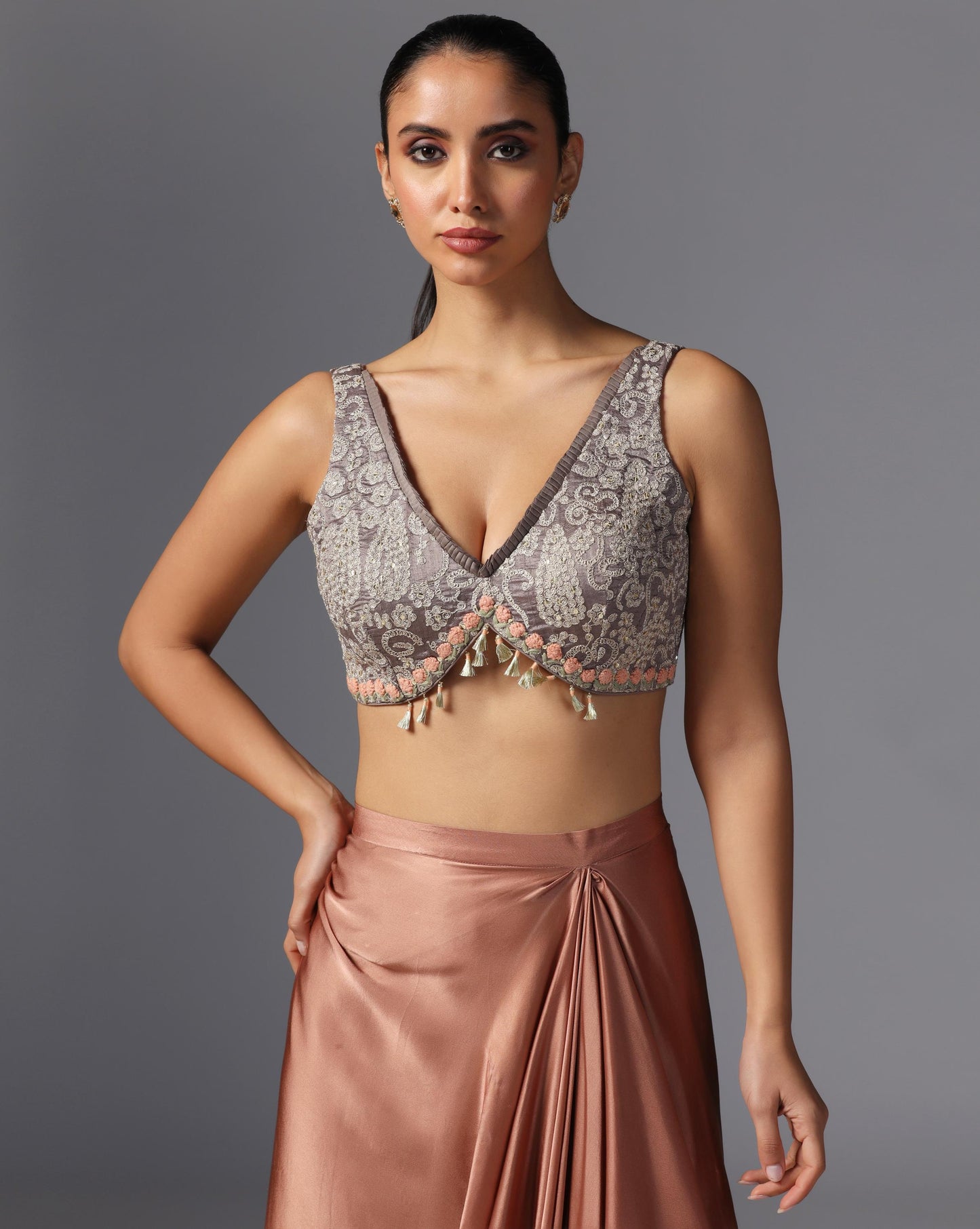 Rosette Dusk Embroidered Cape Set