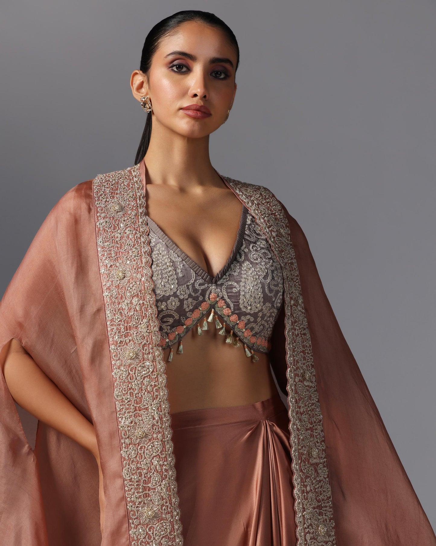 Rosette Dusk Embroidered Cape Set