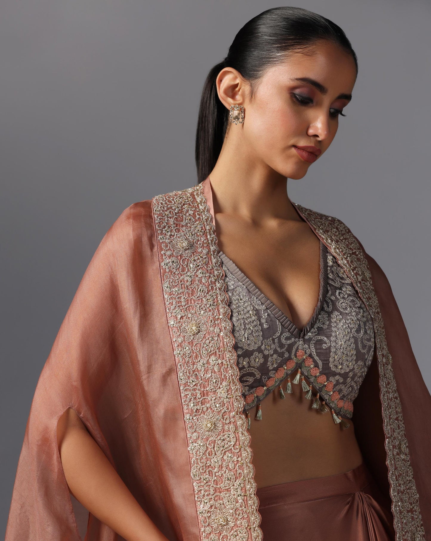 Rosette Dusk Embroidered Cape Set