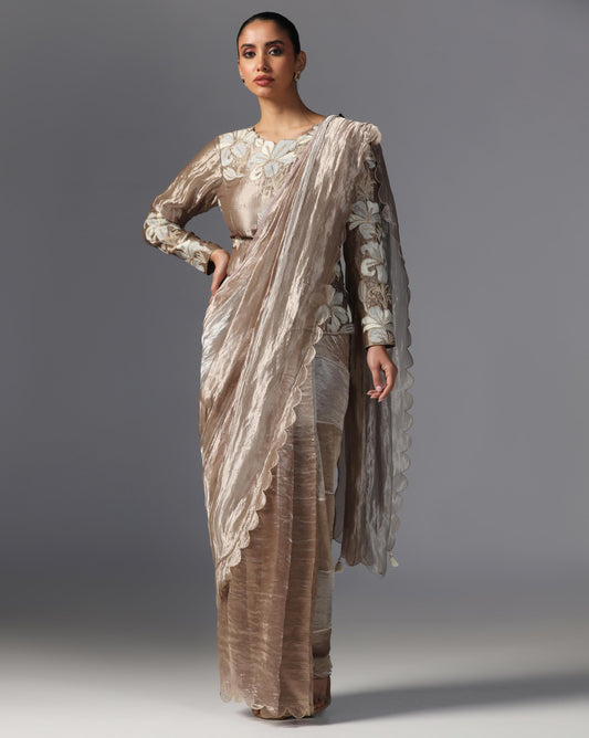 Champagne Bloom Embroidered Drape Set
