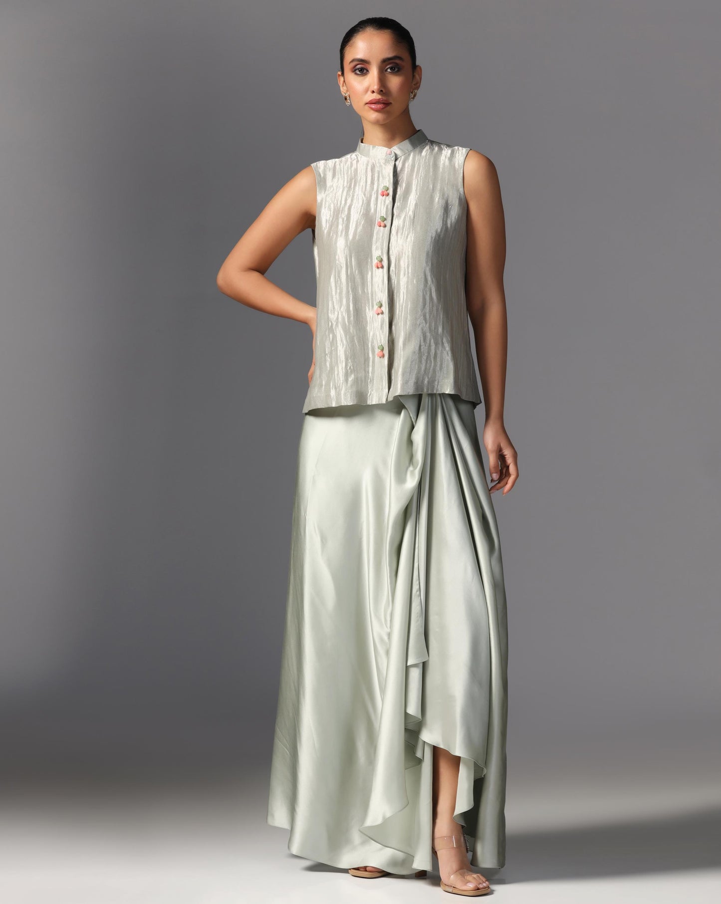 Silver Mist Layered Cape Set