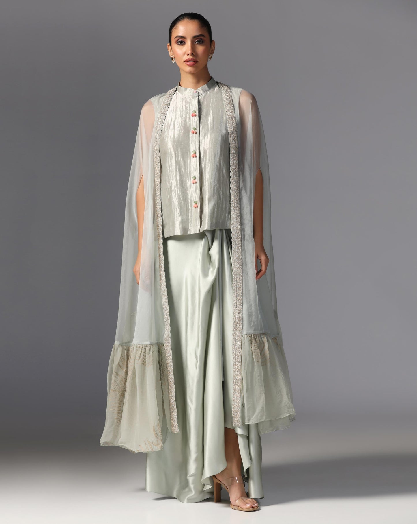 Silver Mist Layered Cape Set