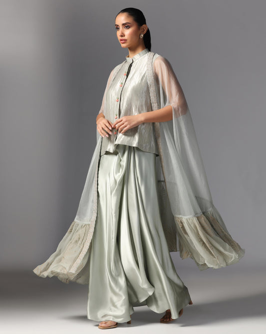 Silver Mist Layered Cape Set