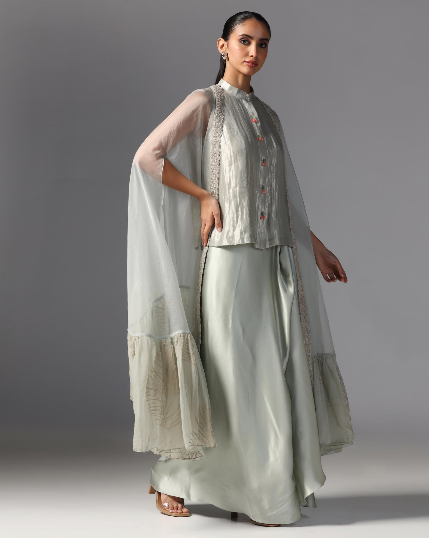 Silver Mist Layered Cape Set