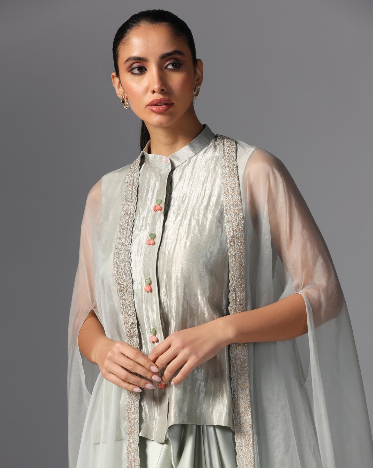 Silver Mist Layered Cape Set