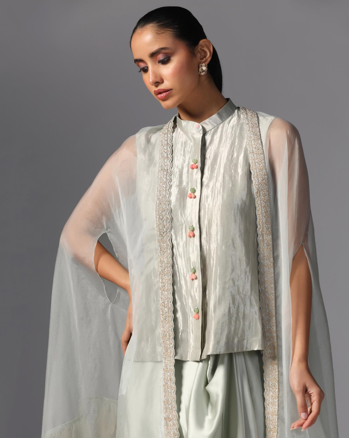 Silver Mist Layered Cape Set
