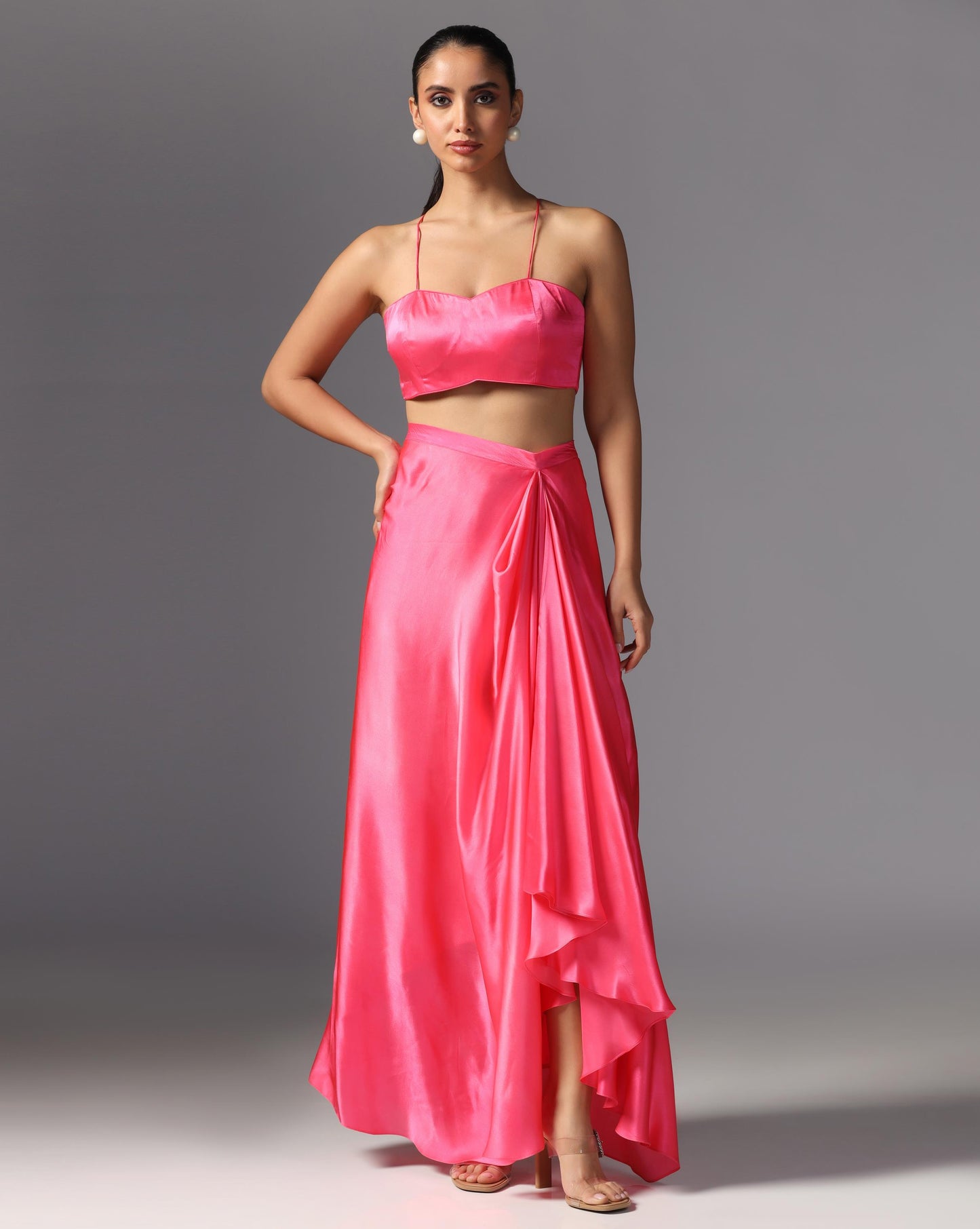 Fuchsia Radiance Drape Kaftan Set