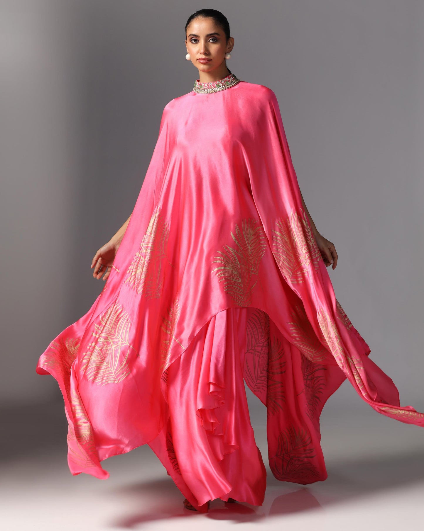Fuchsia Radiance Drape Kaftan Set