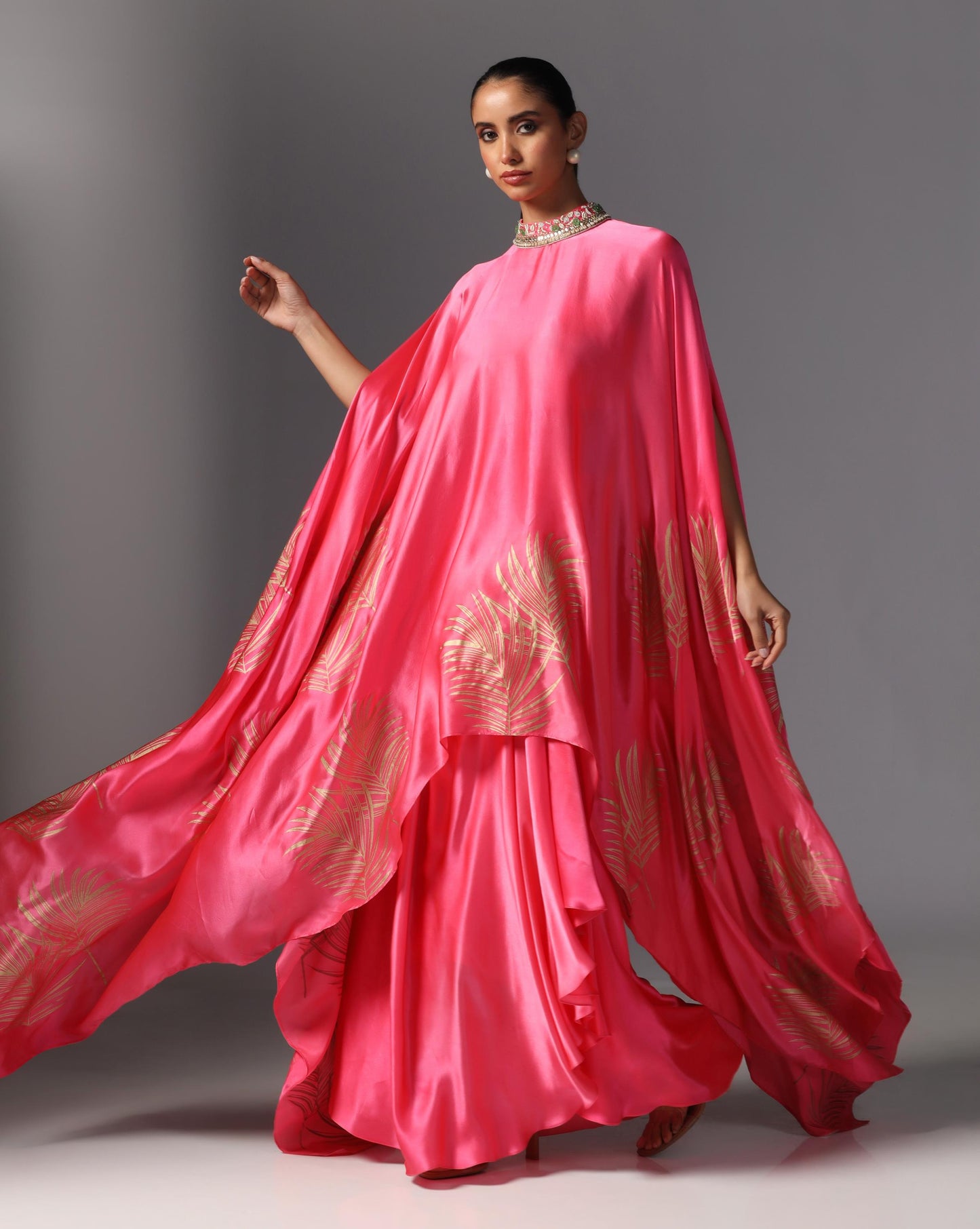 Fuchsia Radiance Drape Kaftan Set