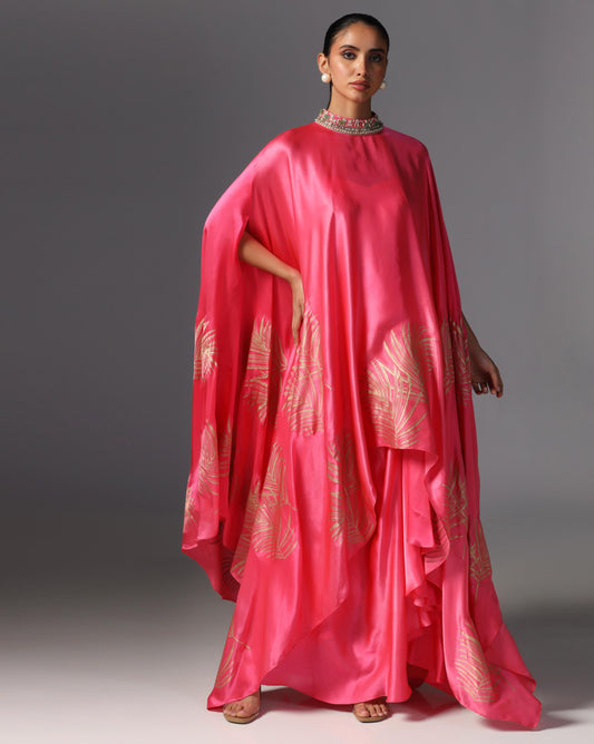Fuchsia Radiance Drape Kaftan Set