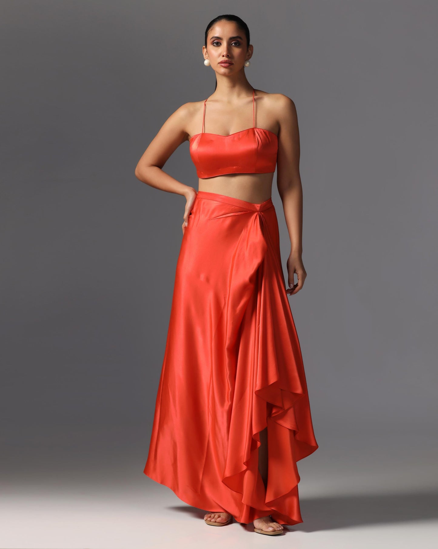 Crimson Aura Drape Kaftan Set