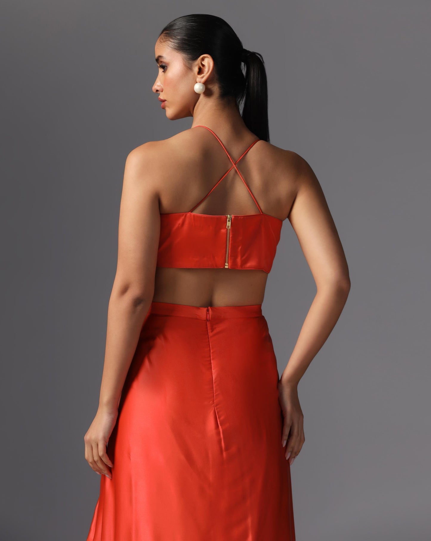 Crimson Aura Drape Kaftan Set