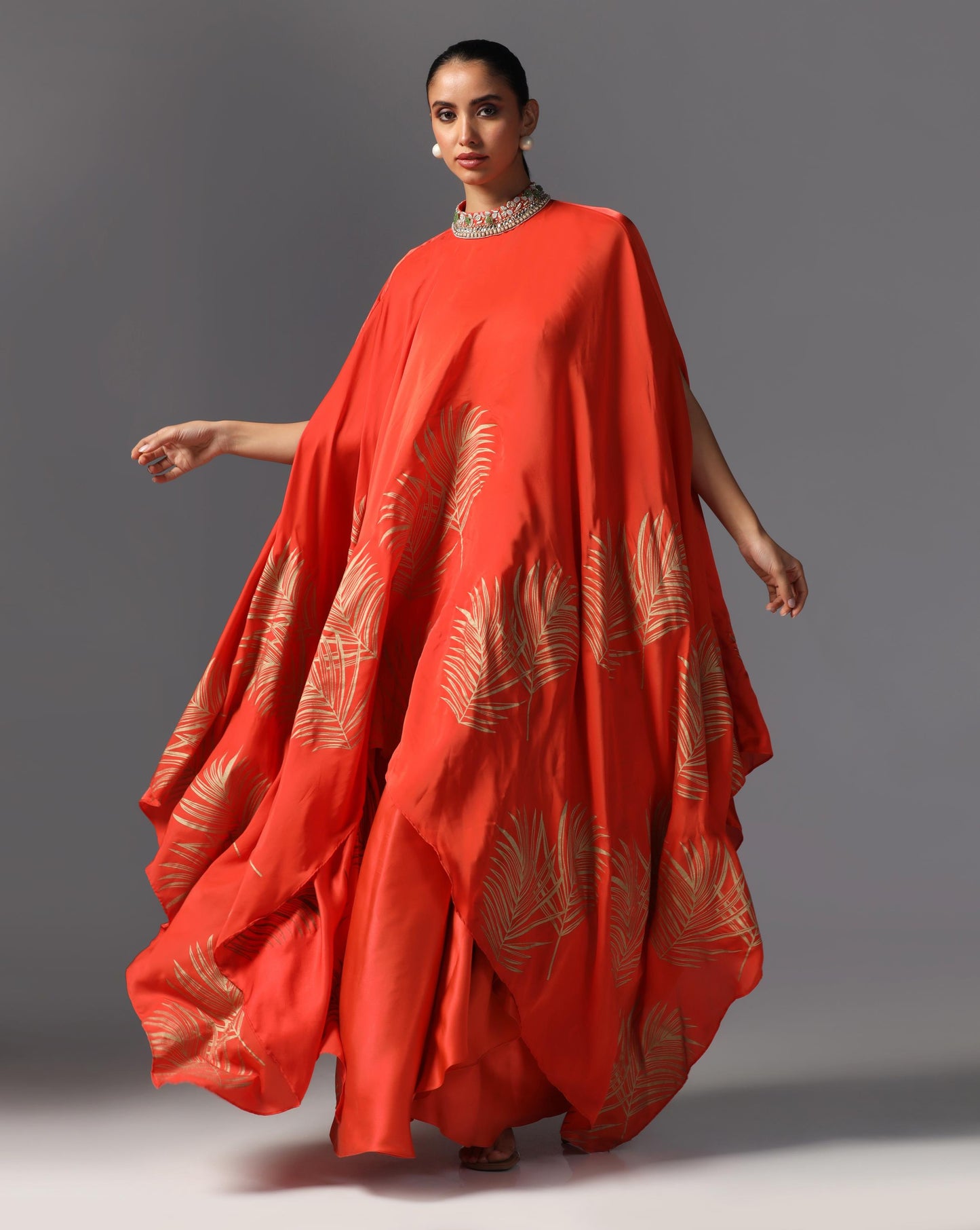 Crimson Aura Drape Kaftan Set