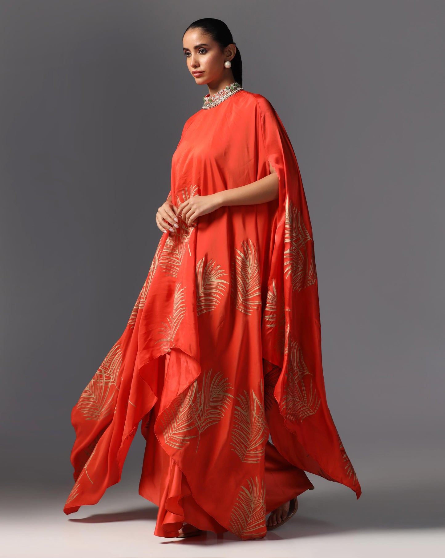 Crimson Aura Drape Kaftan Set