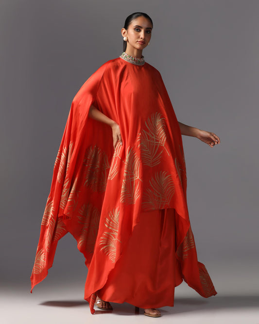 Crimson Aura Drape Kaftan Set
