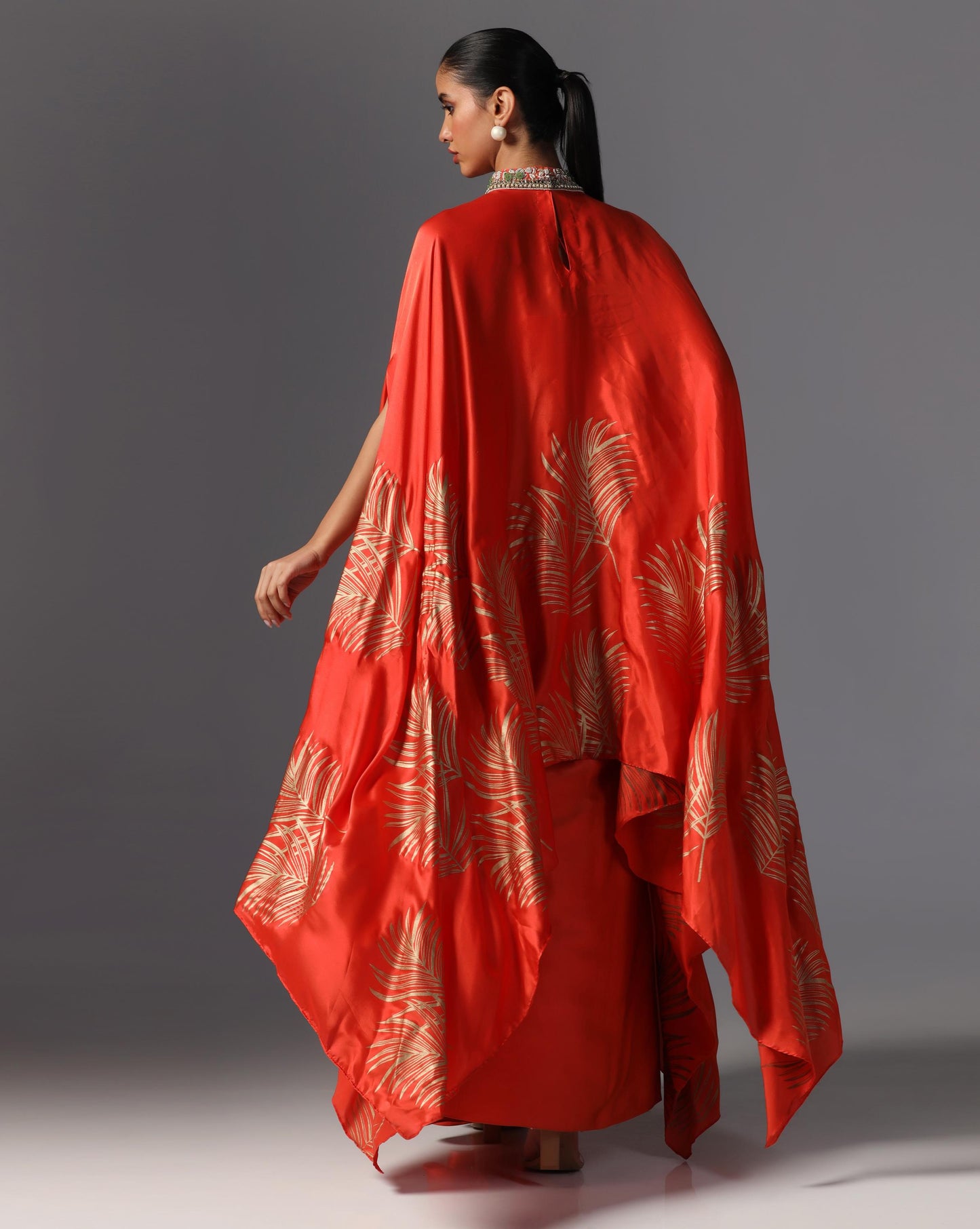 Crimson Aura Drape Kaftan Set