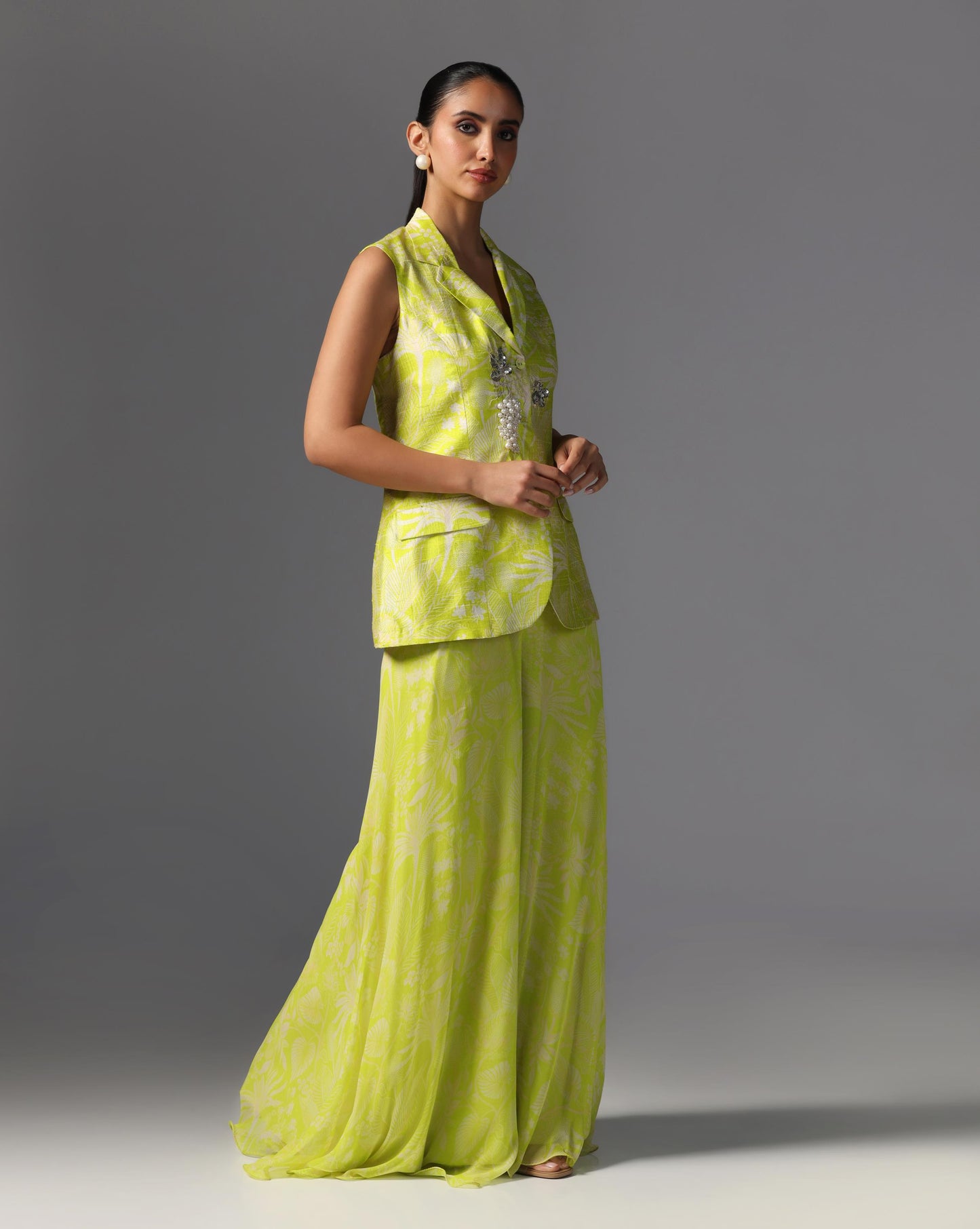 Citrus Luxe Embroidered Jacket Set