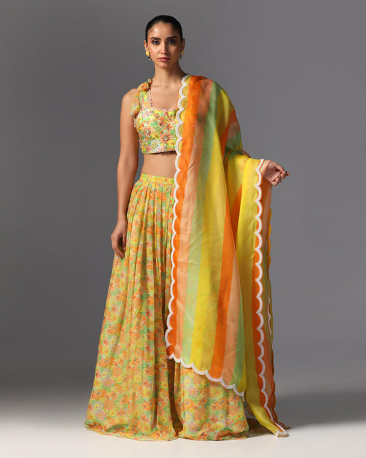 Tropical Bloom Printed Lehenga Set
