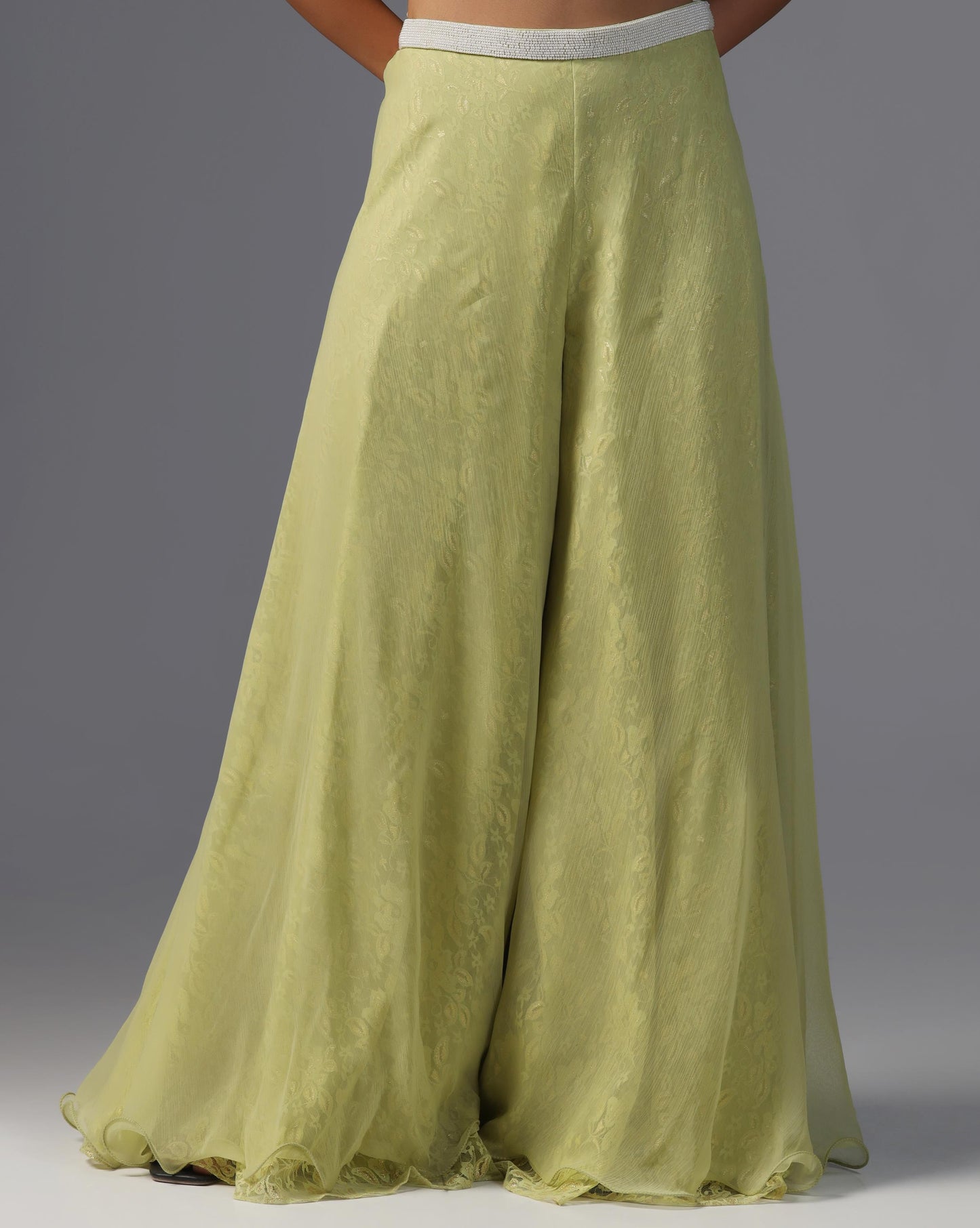 Lime Serenity Embroidered Cape Set