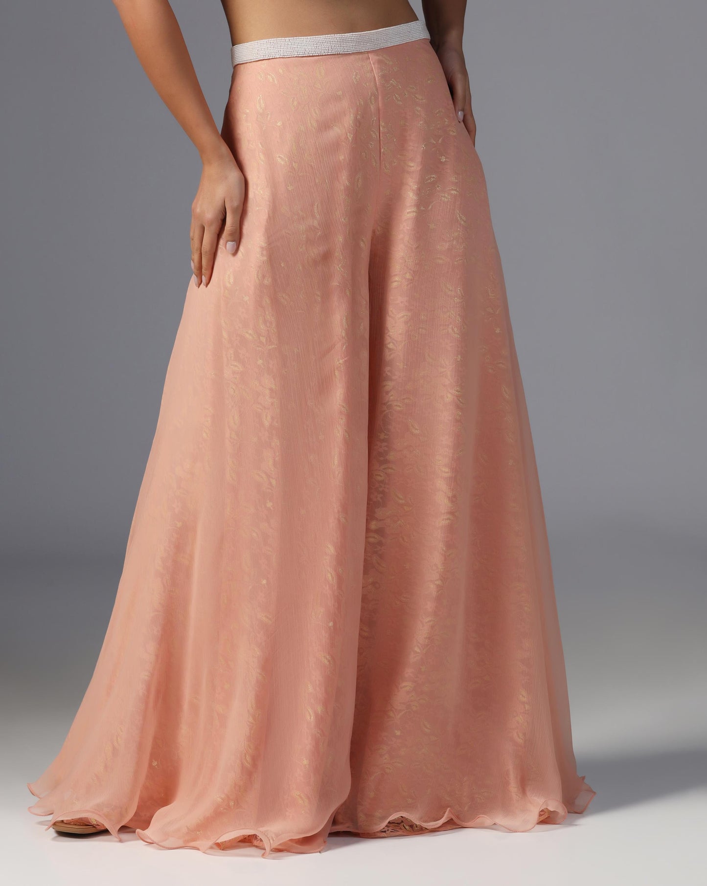 Peach Blossom Embroidered Cape Set