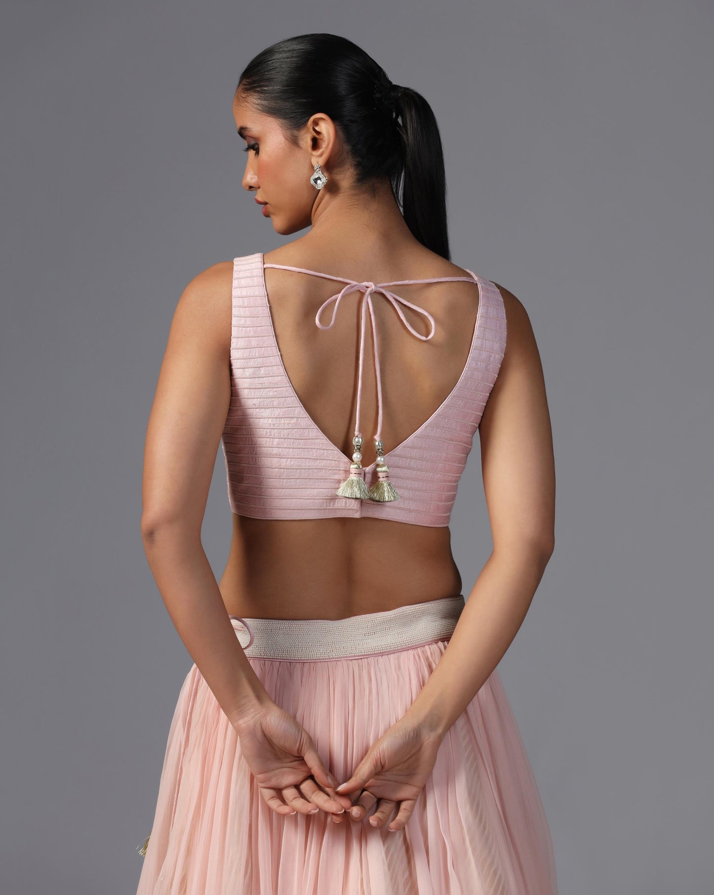 Blush Petal Embroidered Cape Set