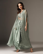 Load image into Gallery viewer, Mughal Jali cape with draped skirt
