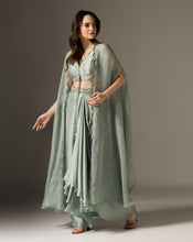 Load image into Gallery viewer, Mughal Jali cape with draped skirt

