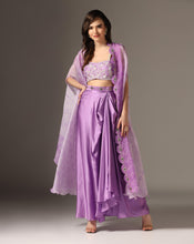 Load image into Gallery viewer, Shibori Cape Set with draped skirt

