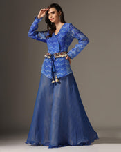 Load image into Gallery viewer, Crossover shibori jacket with kurti and palazzo
