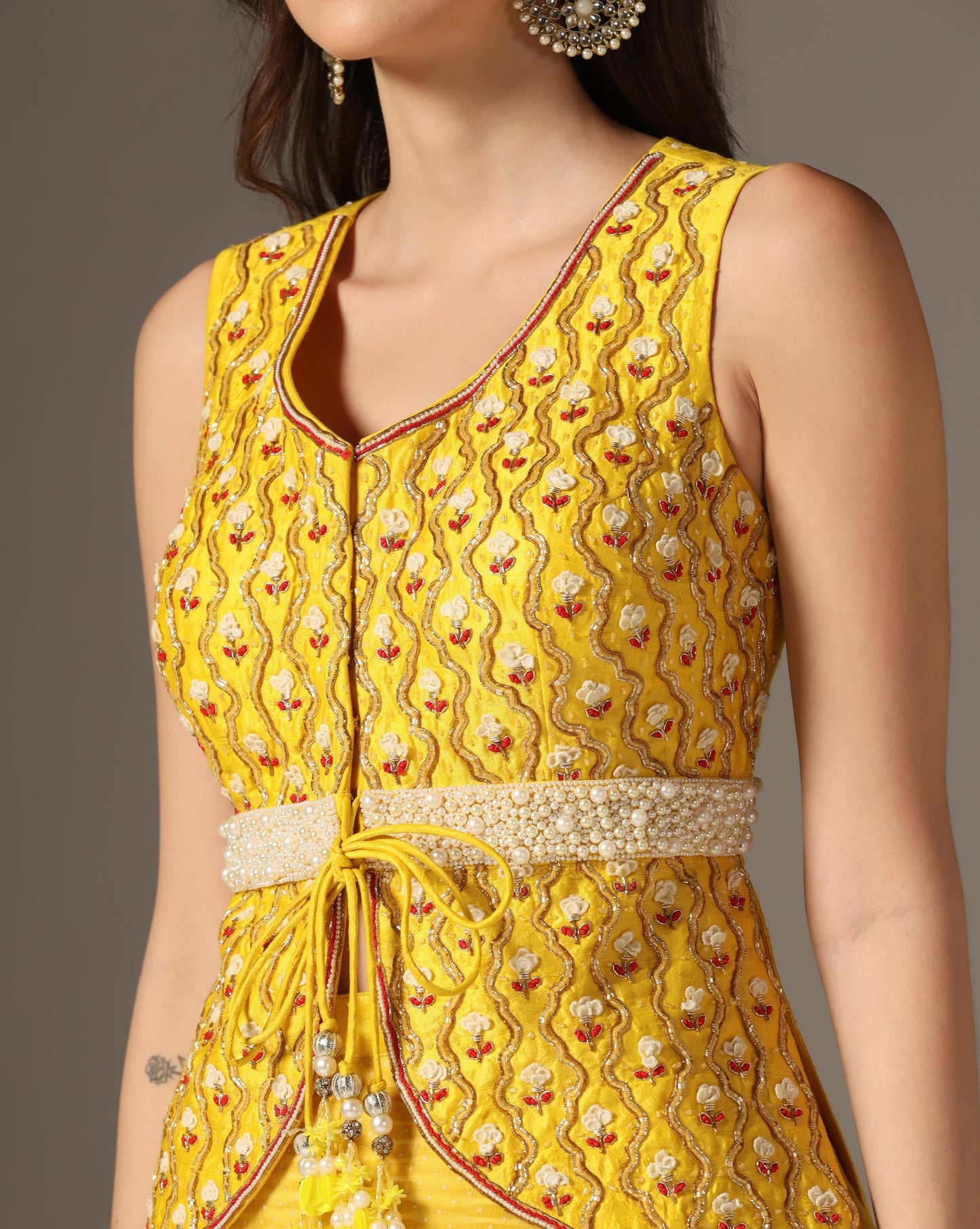Mughal jali peplum with palazzo