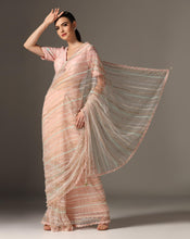 Load image into Gallery viewer, Bugle Bead Striped Pre Stiched Saree
