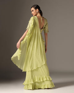 Mughal Jali Ruffle Saree