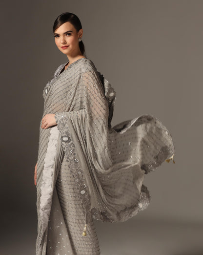 Sunflower Bugle Bead Saree