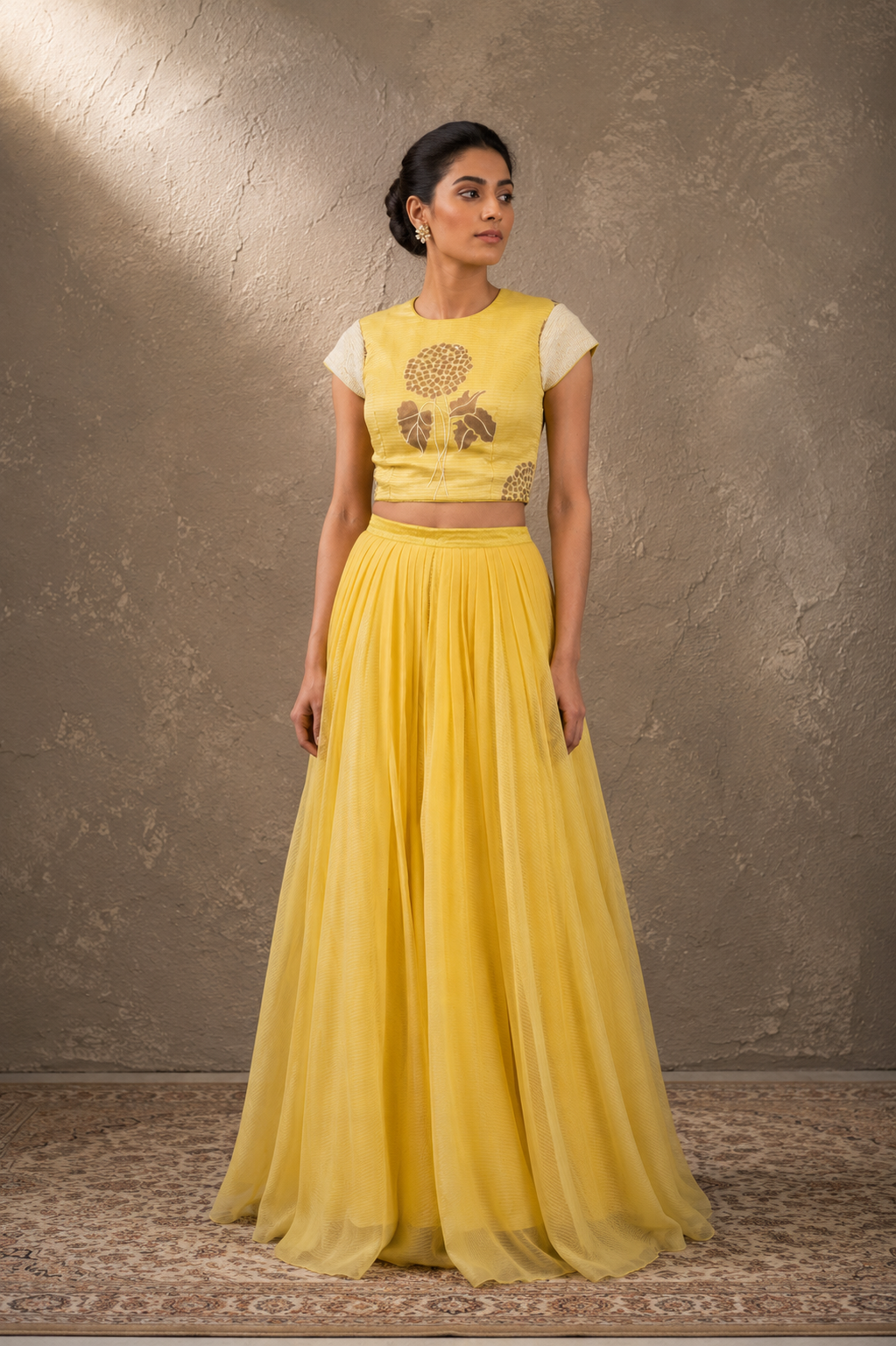 Sunshine Yellow Light Lehenga & Crop Top Set