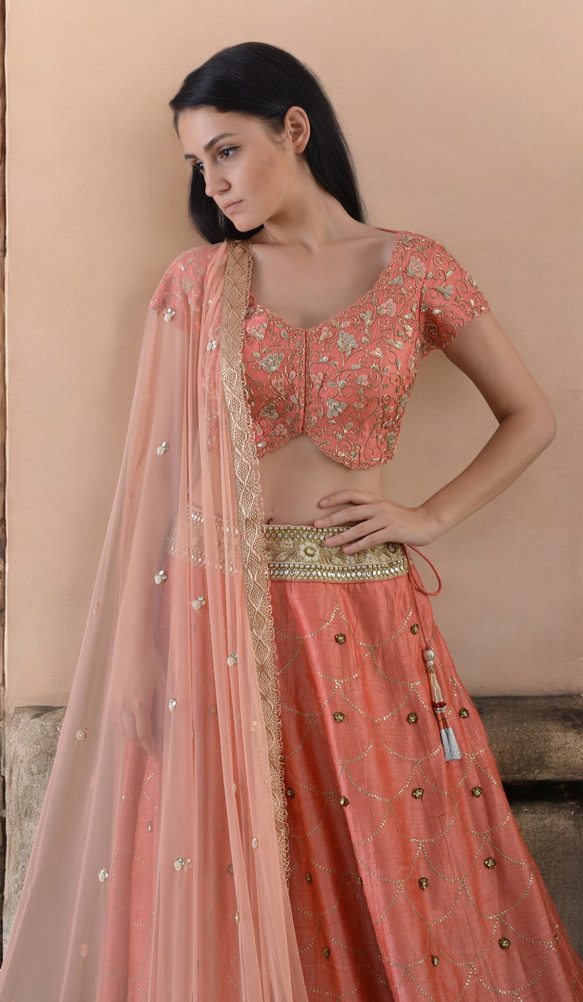 CORAL LEHENGA