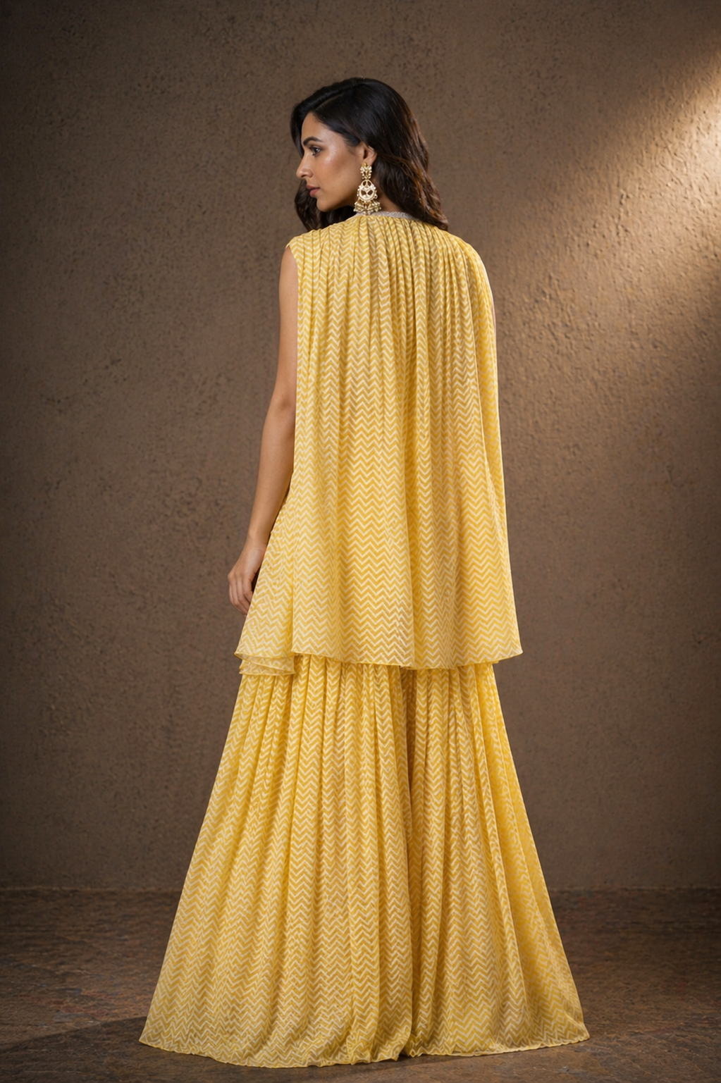 The Canary Chevron Pleated Sharara Set