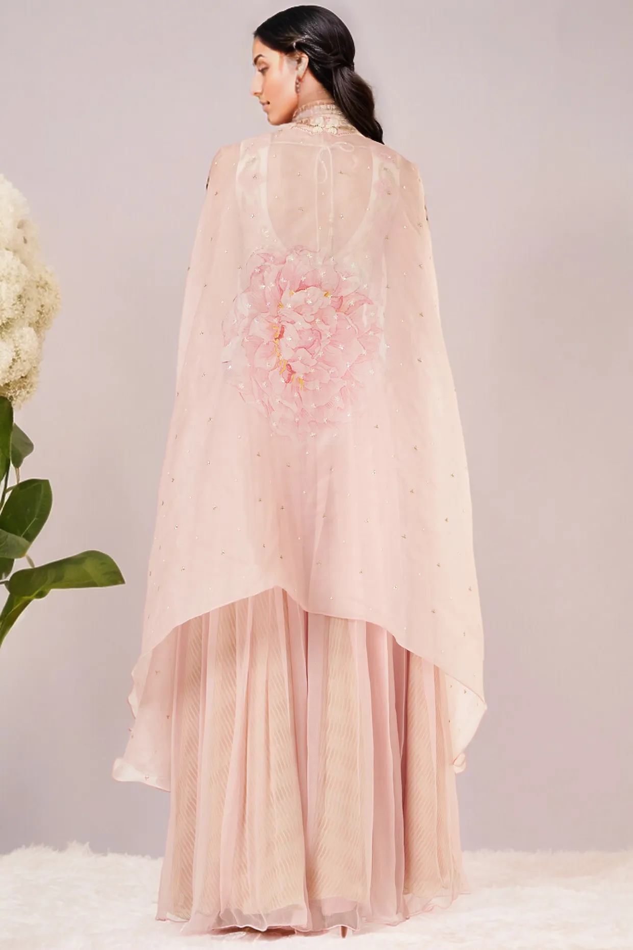 Blush Pink Digital Printed Cape Set