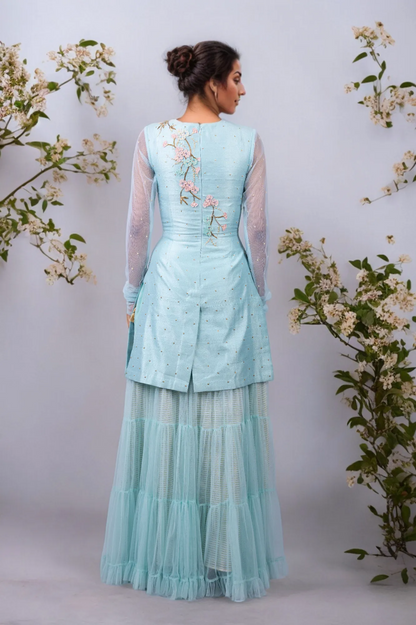 JAPANESE CIRCLE EMBROIDERED SUIT SHARARA