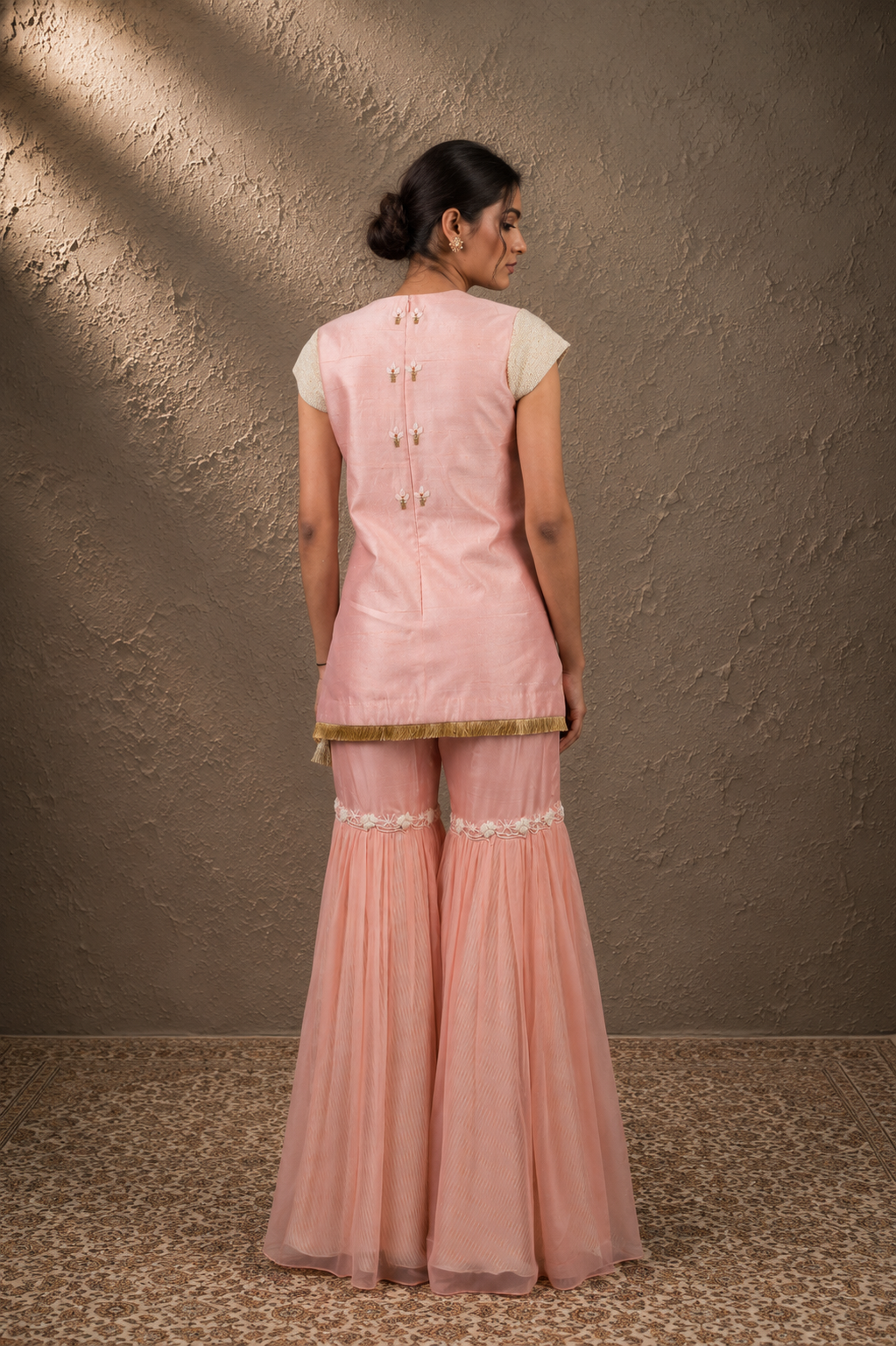 Peach Coral Ruffled Set