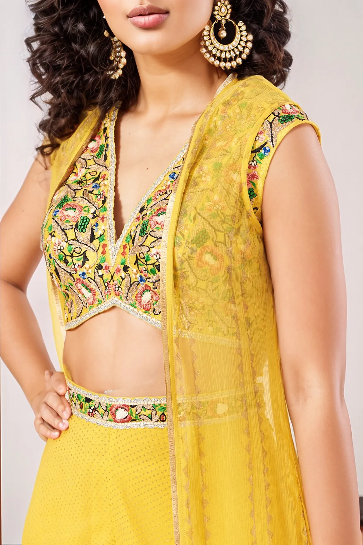 Dandelion Yellow Raw Silk Palazzo Pant Set