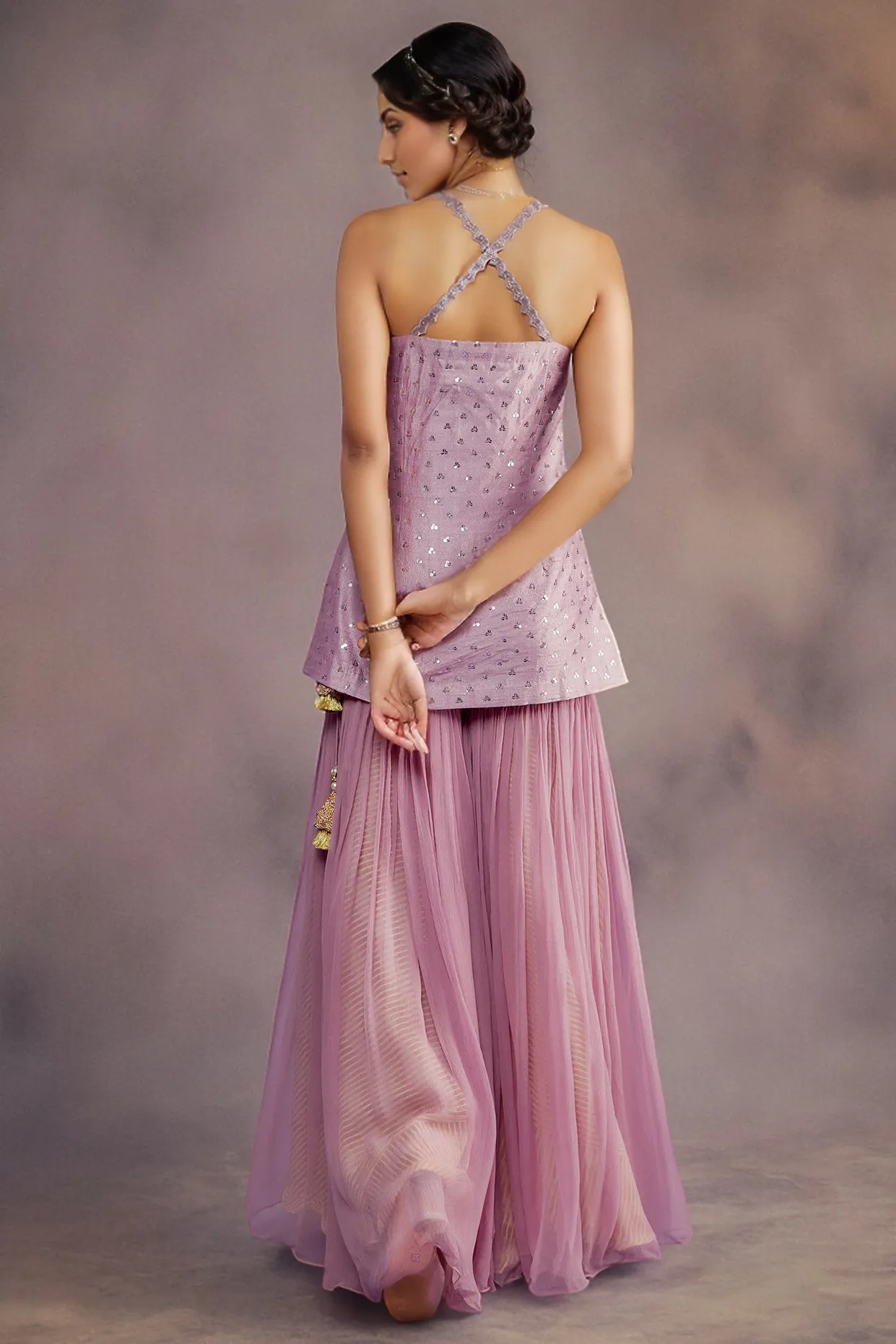 Lilac Organza & Raw Silk Gharara Set