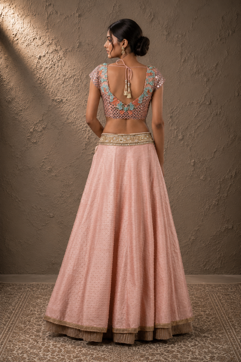 The Peach Mirror & Seafoam Scallop Lehenga Set