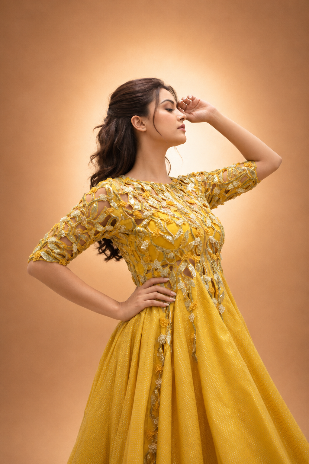 Golden Narcissus Peplum Set