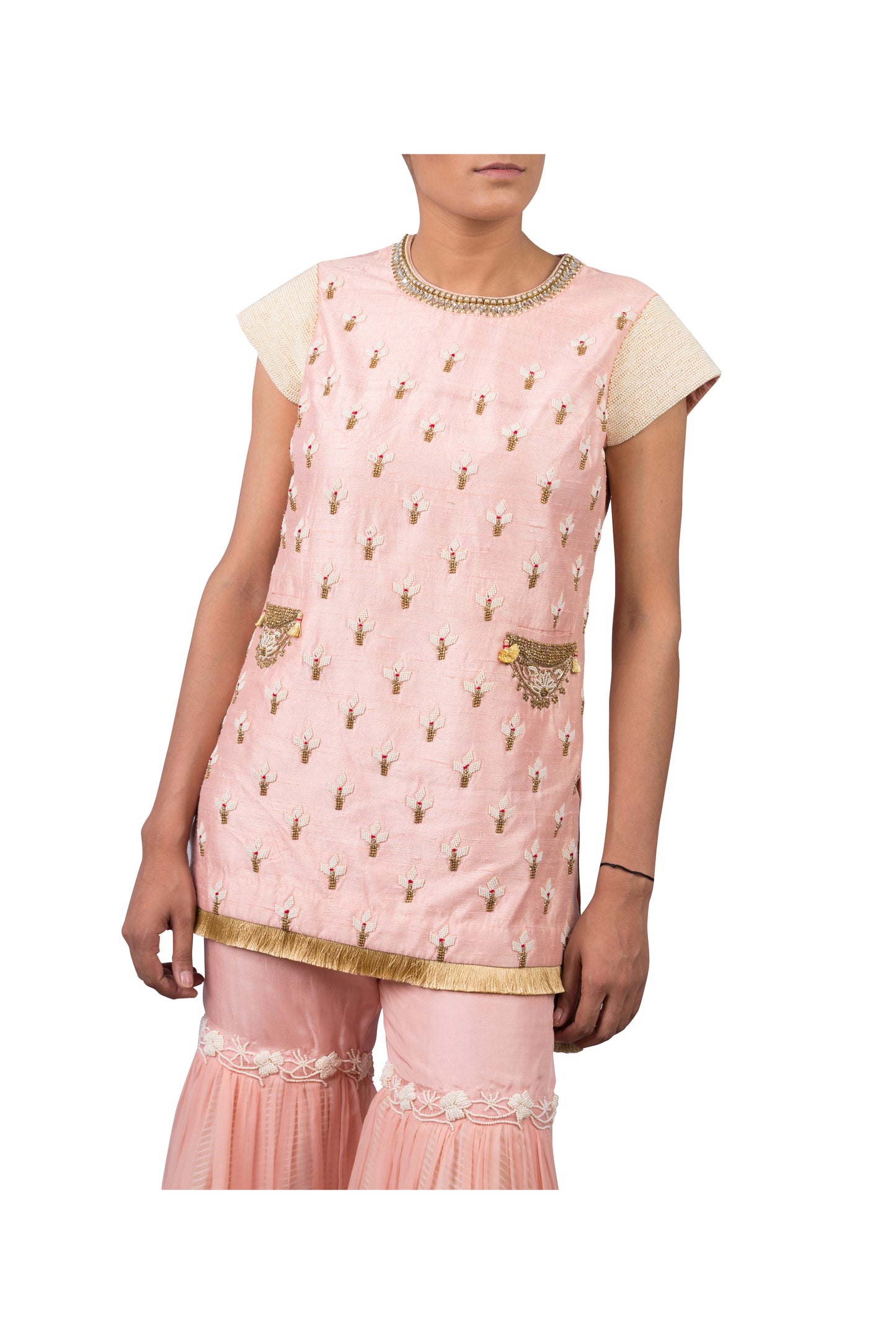 Peach Coral Ruffled Set