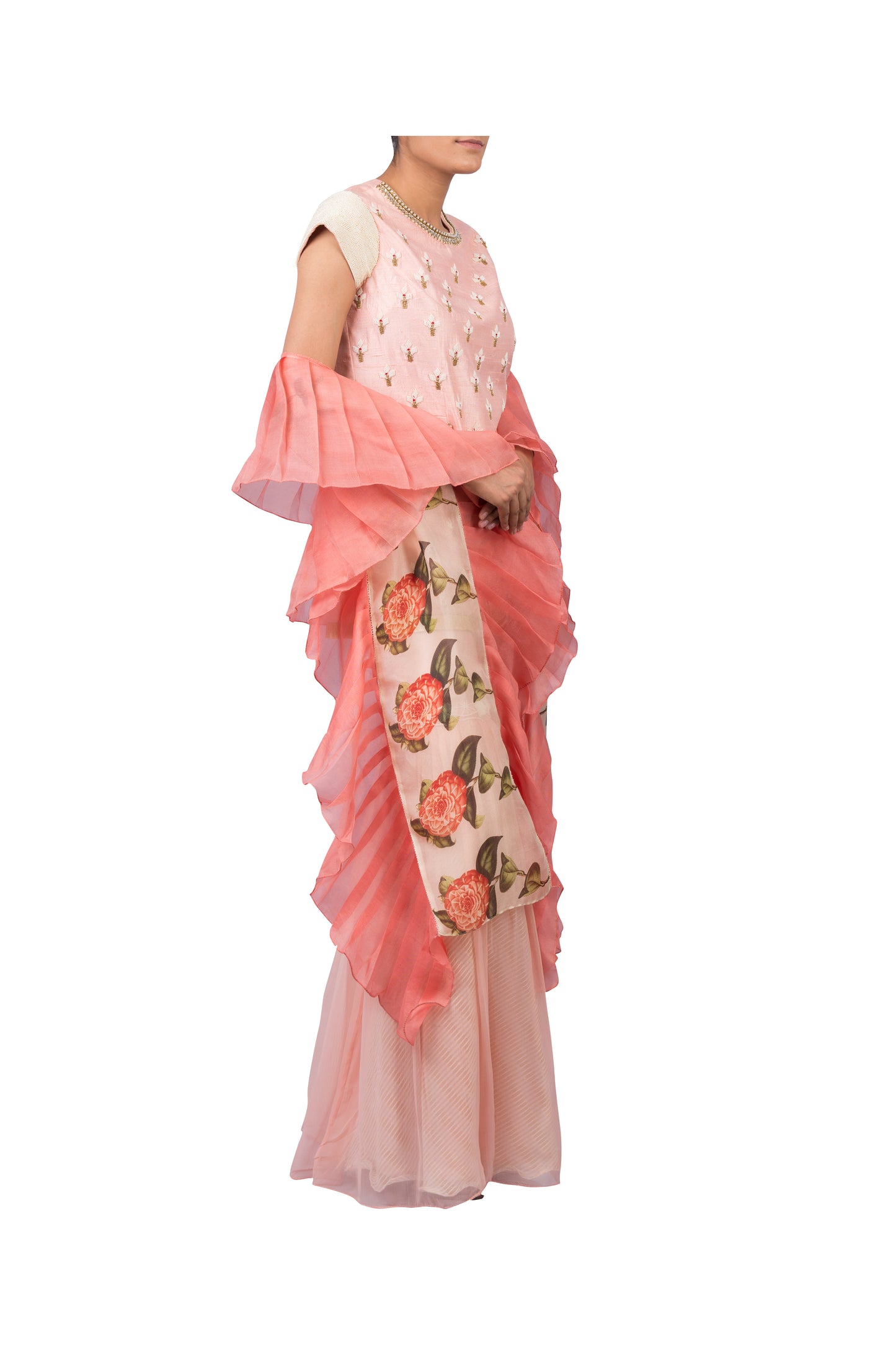 Peach Coral Ruffled Set