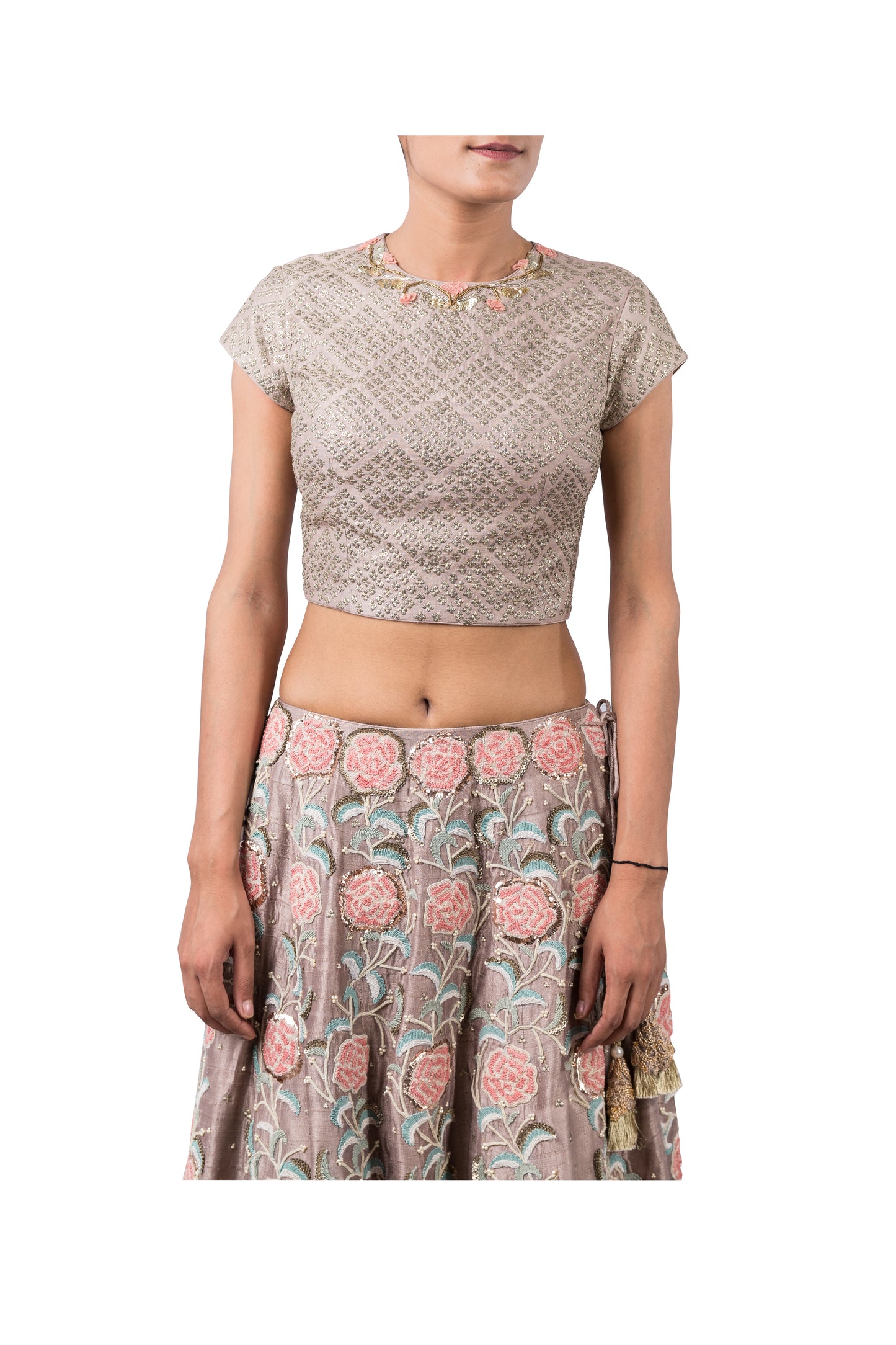 The Mauve Scalloped Coral Lehenga Set