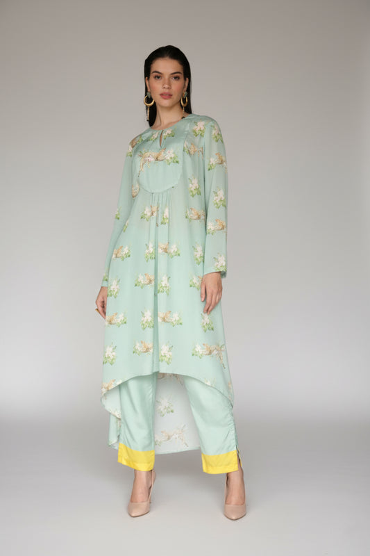 Mint Garden Asymmetrical Kurta Set