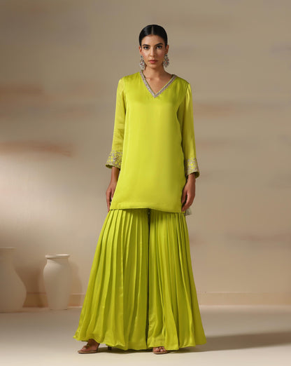 Lime Glow Sharara Set