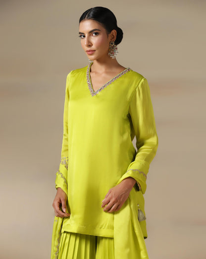 Lime Glow Sharara Set