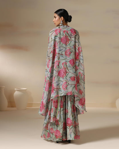 Blush Bloom Draped Saree Set